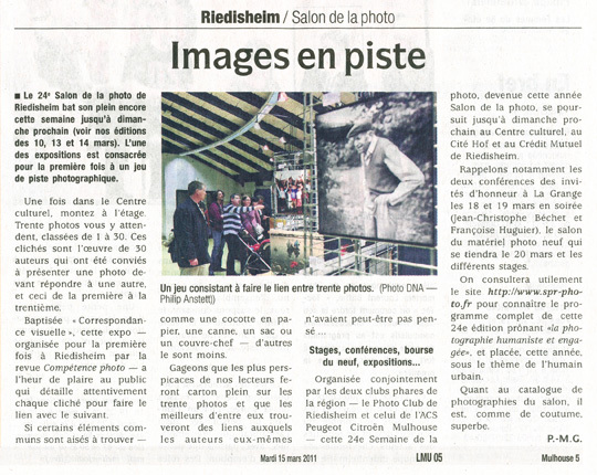 Les Dernières Nouvelles D'Alsace (DNA) du mardi 15 mars 2011. Les Dernières Nouvelles D'Alsace (DNA) du mardi 15 mars 2011.
