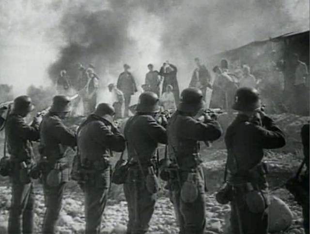 The killing of civilians. From Secretary of the Regional Party Committee, directed by Ivan Pyr’ev: cameramen Valentin Pavlov and Boris Aretskii, 1942 The killing of civilians. From Secretary of the Regional Party Committee, directed by Ivan Pyr’ev: cameramen Valentin Pavlov and Boris Aretskii, 1942