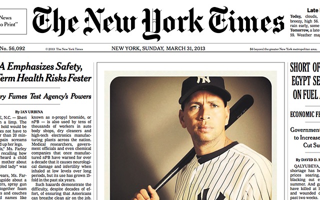 La Une du New York Times du 31 mars 2013 La Une du New York Times du 31 mars 2013