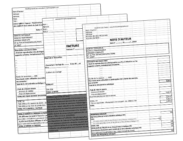 Téléchargez les modèles de factures et de notes d'auteur du livre Vendre ses photos 5e édition