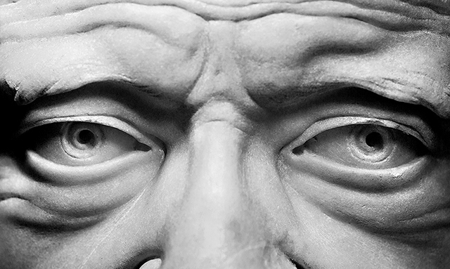 Détail du buste de François-Marie Arouet de Voltaire © Olivier Roller / Centre des Monuments Nationaux